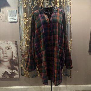 We The Free ~ Free People plaid tunic ~ XL